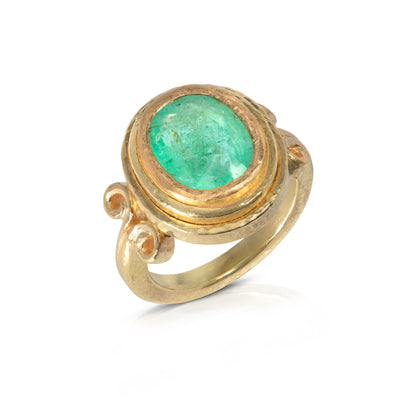 Paraiba Ring with Swirl Shoulders