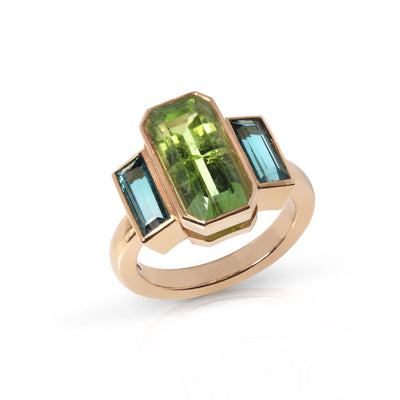 Peridot and Blue Tourmaline Ring