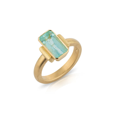 Emerald-Cut Paraiba Tourmaline Ring with Rectangular Shoulders