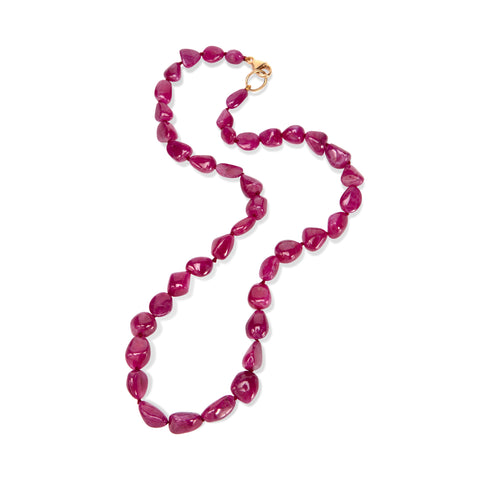 Ruby Cabochon Bead Necklace