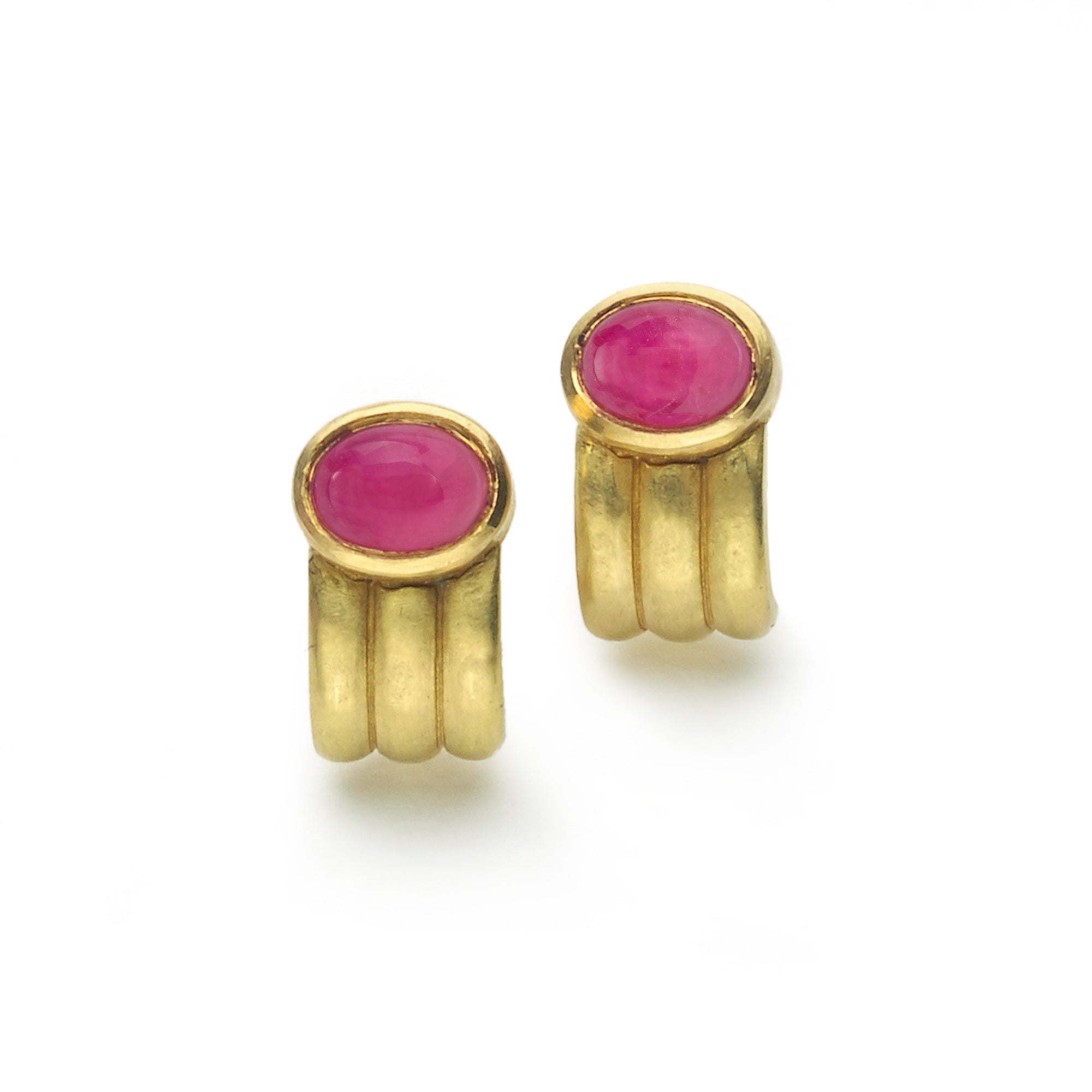 Ridged Ruby Half Hoops