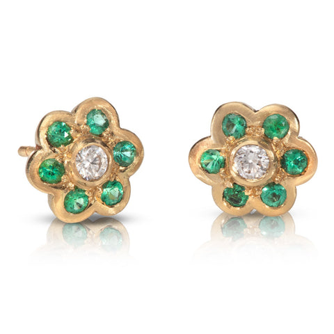 Sapphire and Emerald Cluster Earrings