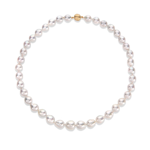 Pearl Necklace with Detachable Aquamarine Drop Pendant