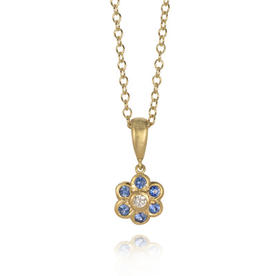 Sapphire and Diamond Daisy Pendant