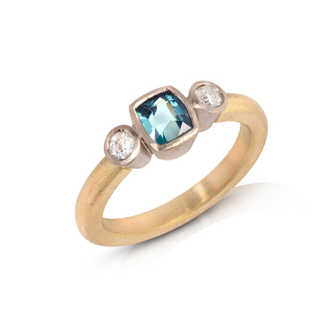 Emerald & Sapphire Three Stone Ring