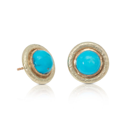 Aquamarine Textured Studs