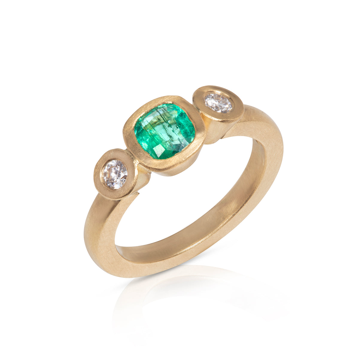 Three Stone Emerald and Diamond Ring