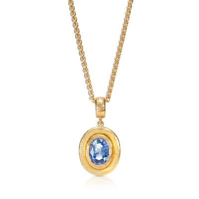 Blue Sapphire Beaten Pendant