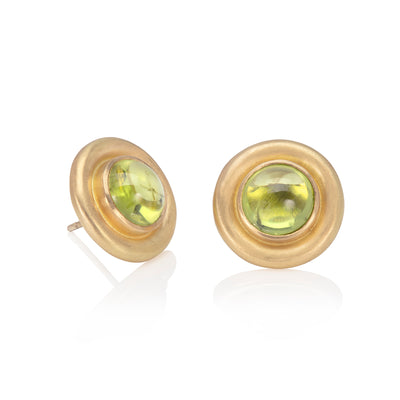 Peridot Cabochon Stud Earrings