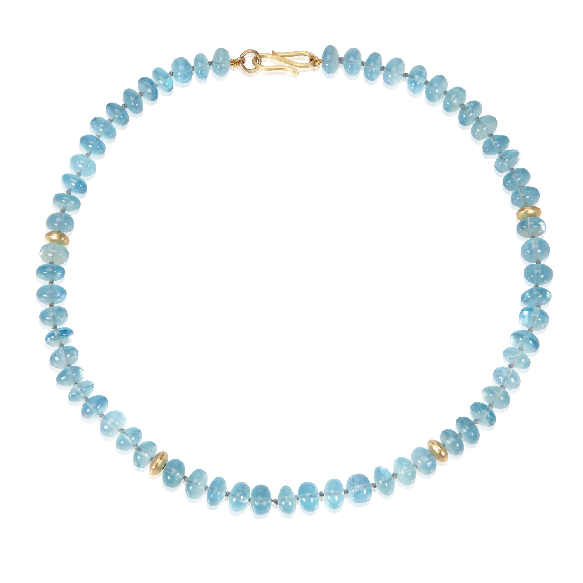 Aquamarine and 18ct Yellow Gold Beads