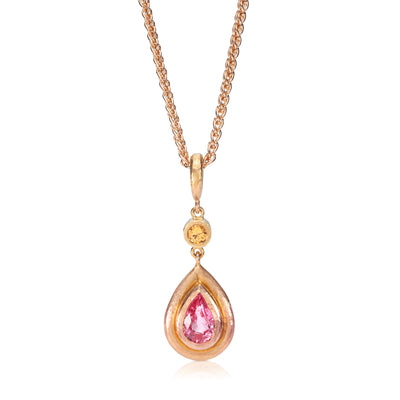 Padparadscha Sapphire and Yellow Diamond Pendant