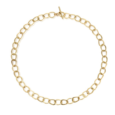 Chunky Link Necklace in Beaten Yellow Gold