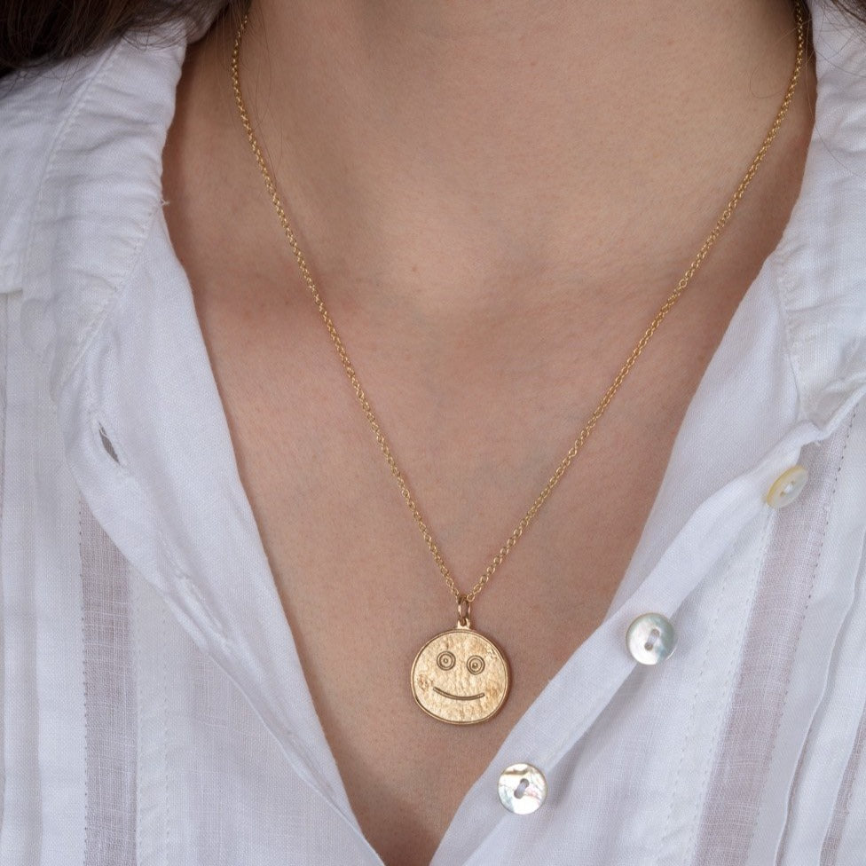 Elli Collana Girocollo Con Ciondolo Smiley Xilio Cut | Placcata Oro Per Donna | Gioiello Lucido E Antiossidante | 45 Cm