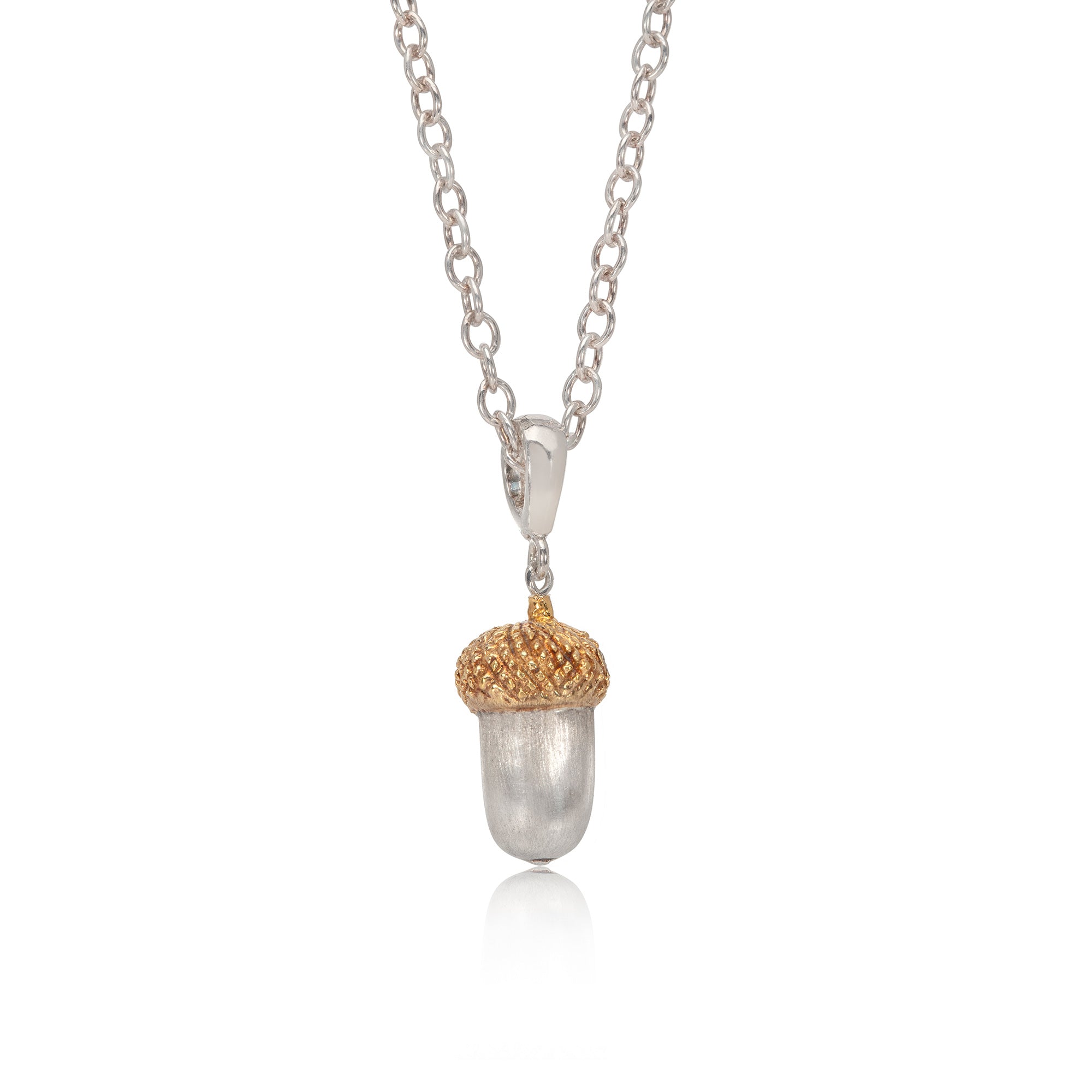Silver & 18ct Yellow Gold Micro-Plated Acorn Pendant