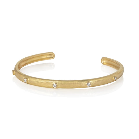 Engraved Gold Hoops with Diamonds