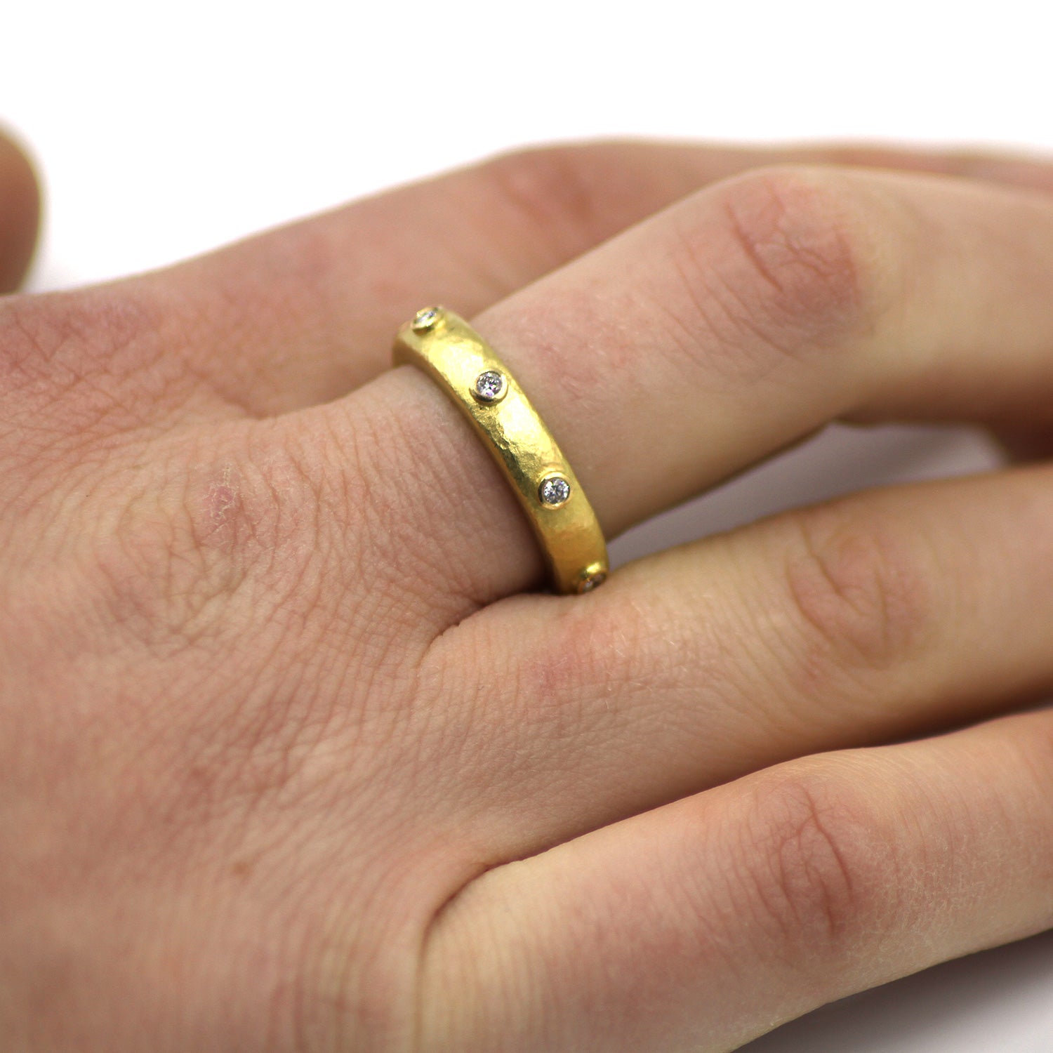 Beaten Gold and Diamond Eternity Ring