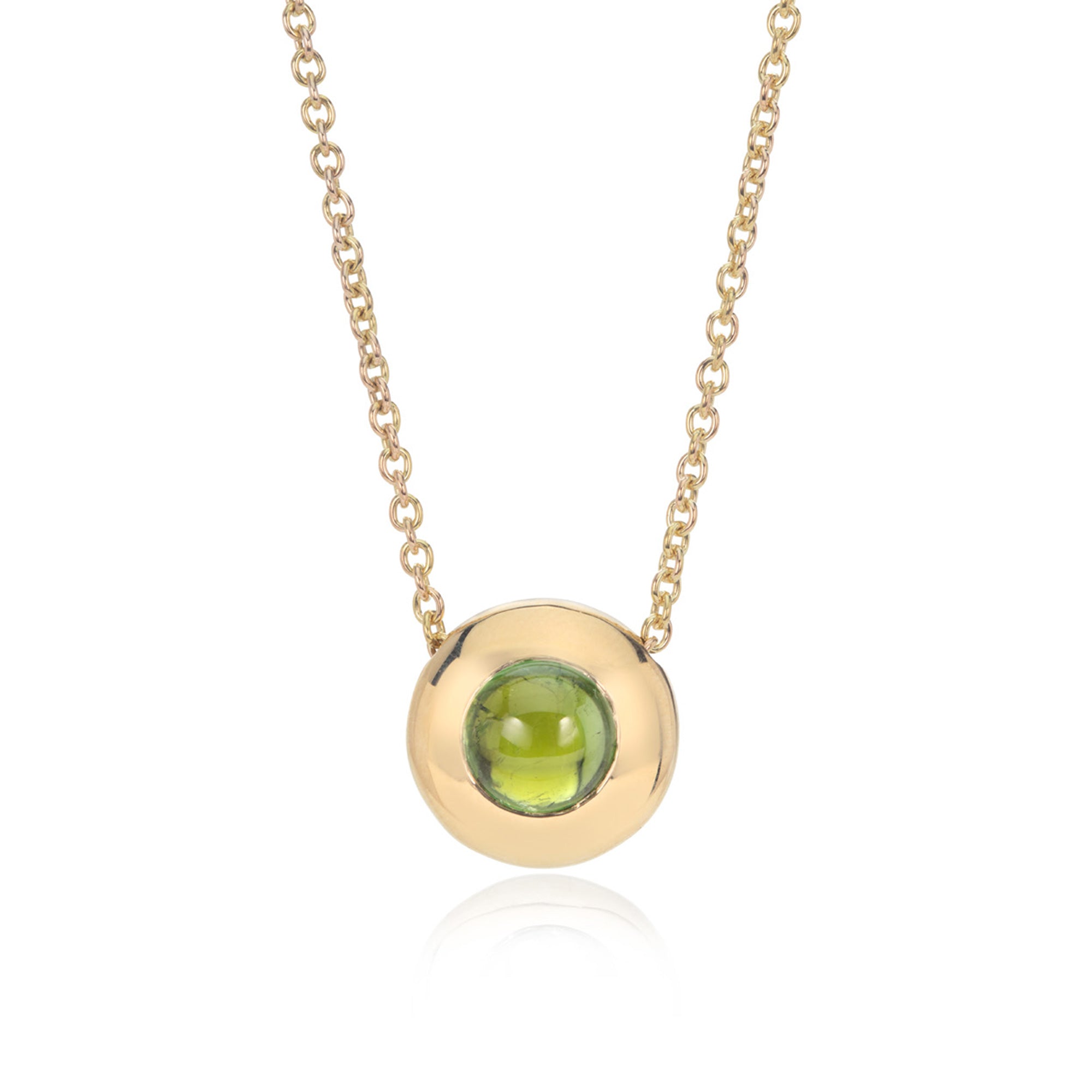Green Tourmaline Bull Nose Necklace