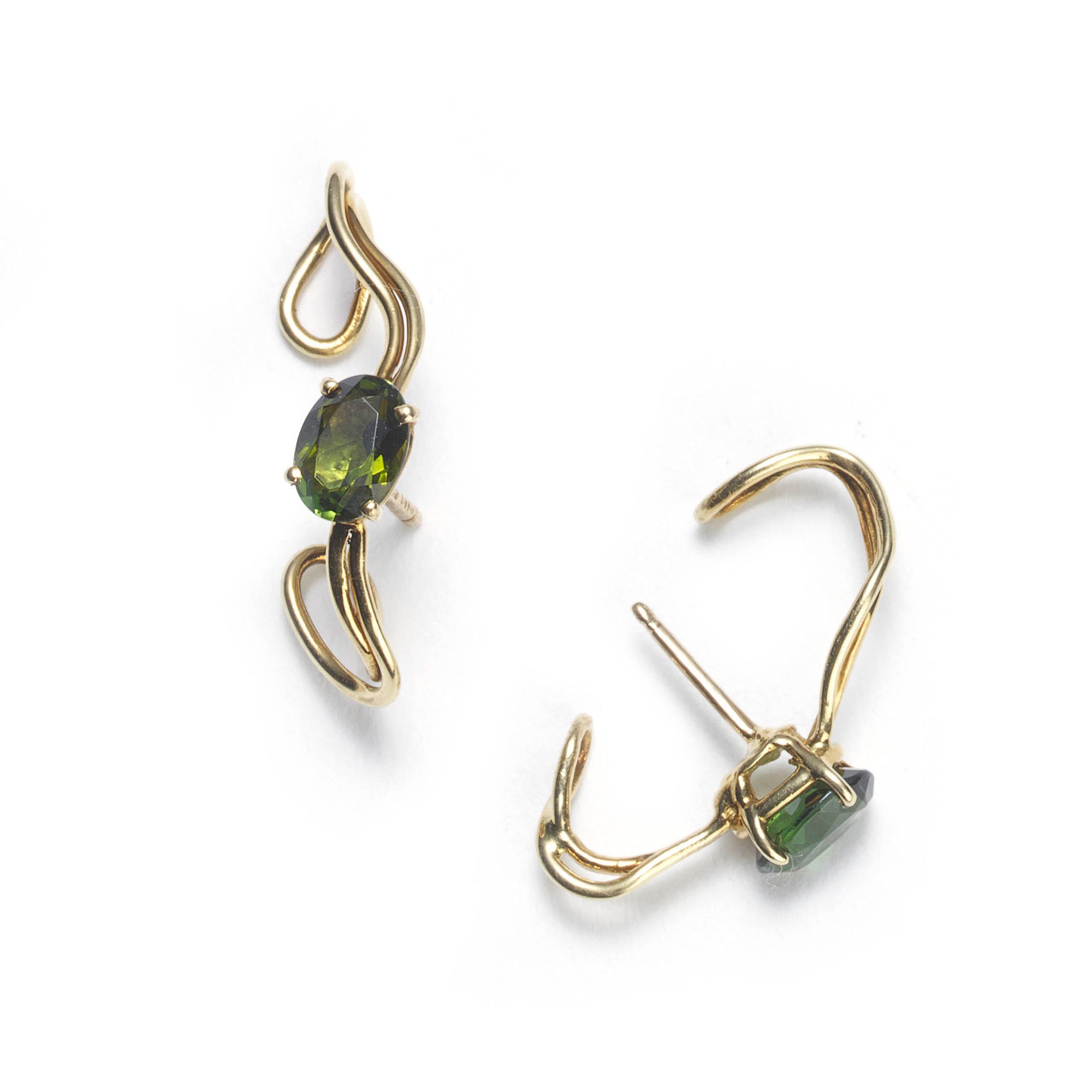 Green Tourmaline Wrap-Around Earrings
