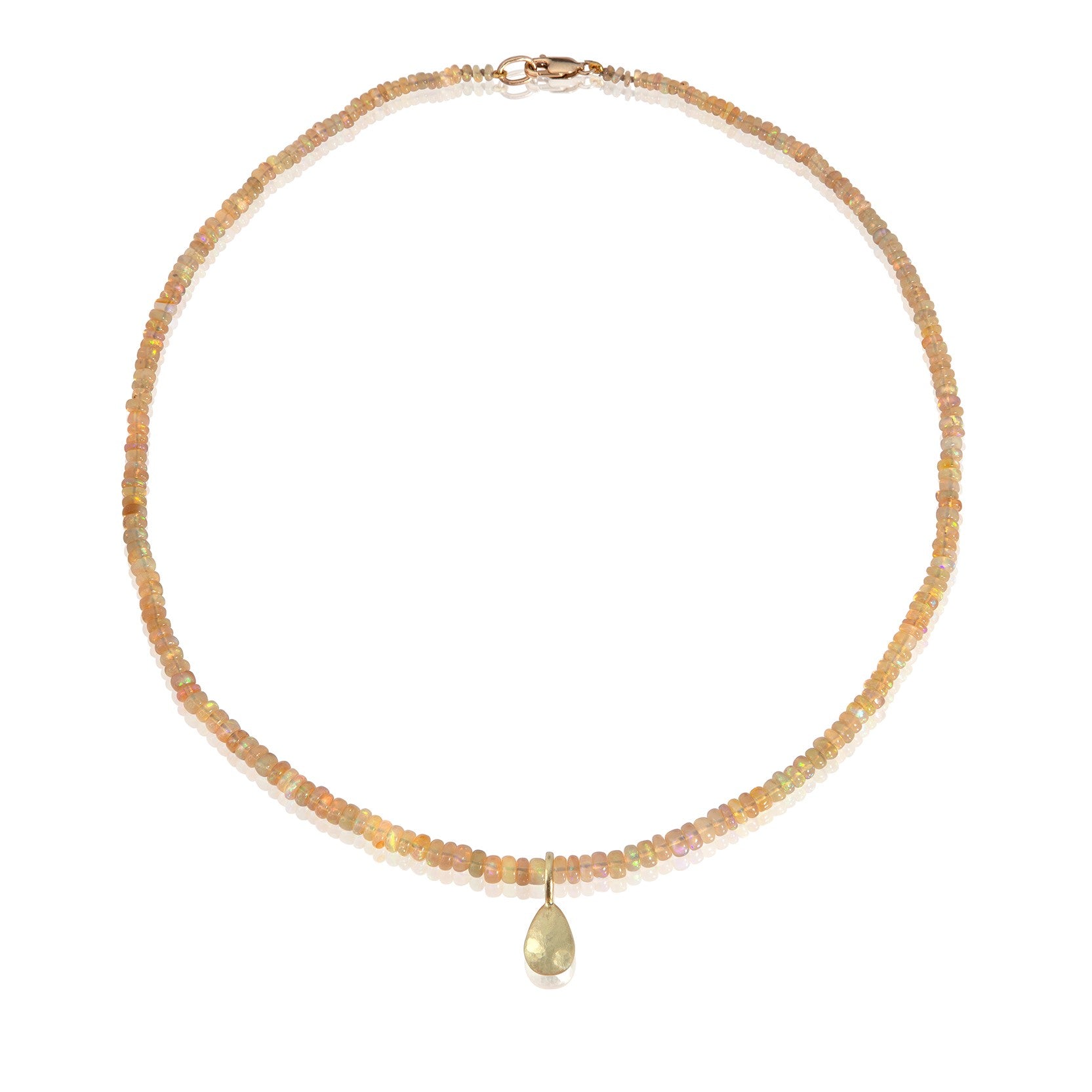 Yellow opal bead necklace with 18ct yellow gold detachable pendant