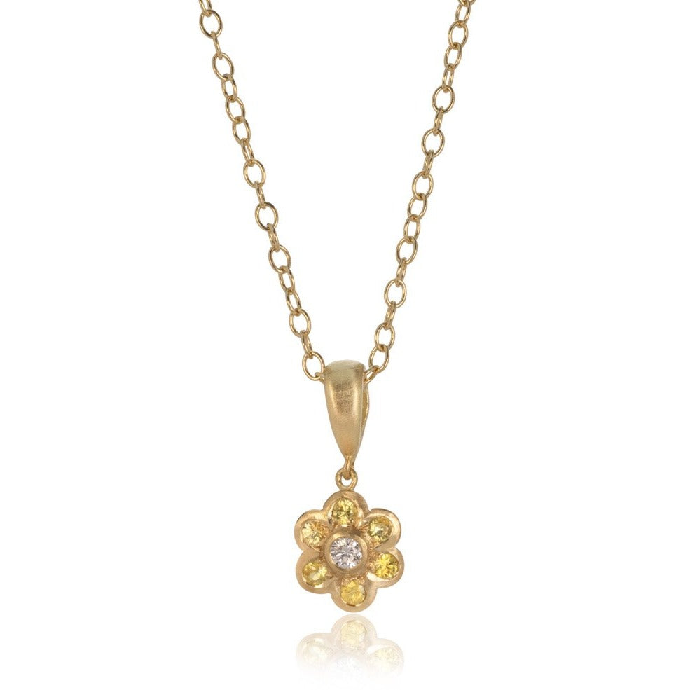 18ct White Gold Diamond Diamond Daisy Pendant – BURLINGTON