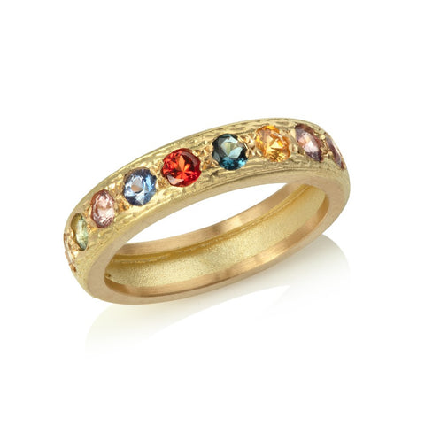 Padparadscha Sapphire and Yellow Diamond Ring