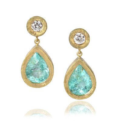 Paraiba Tourmaline and Diamond Drop Earrings (Large)