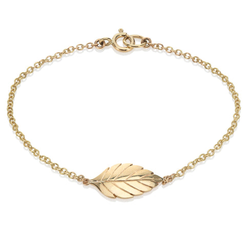 9ct Yellow Gold Leaf Bracelet