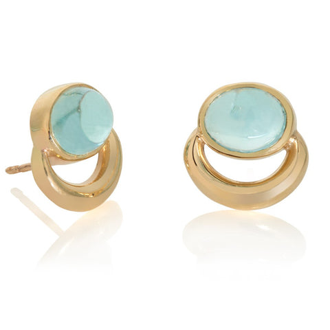 9ct Gold Aquamarine Bull Ring Earrings