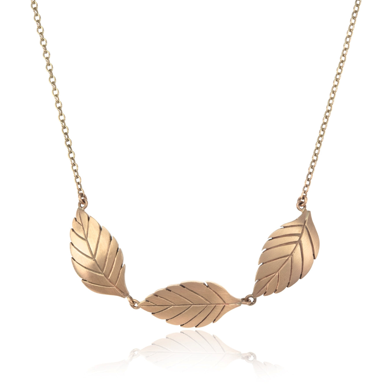 9ct Yellow Gold Triple Leaf Neacklace
