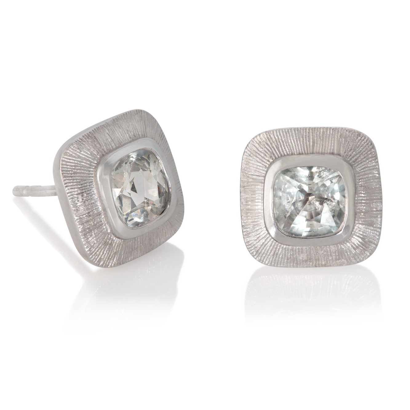 Engraved White Sapphire Studs
