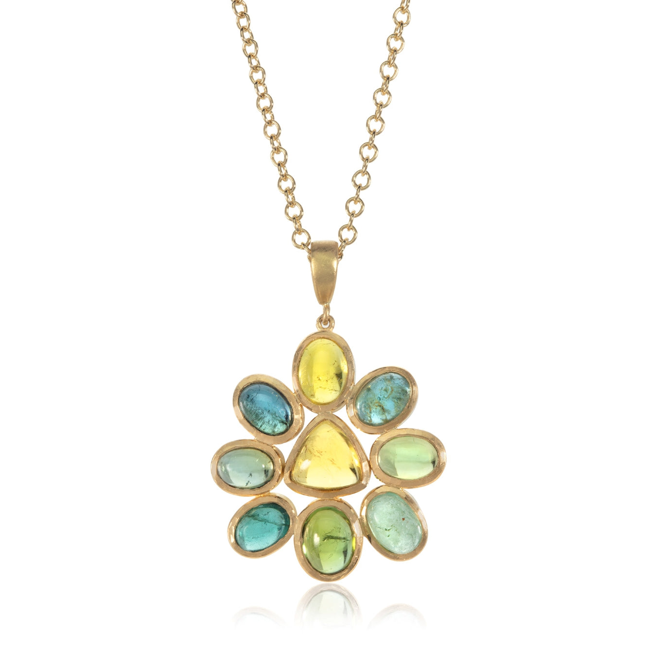 Multicoloured Tourmaline Flower Pendant