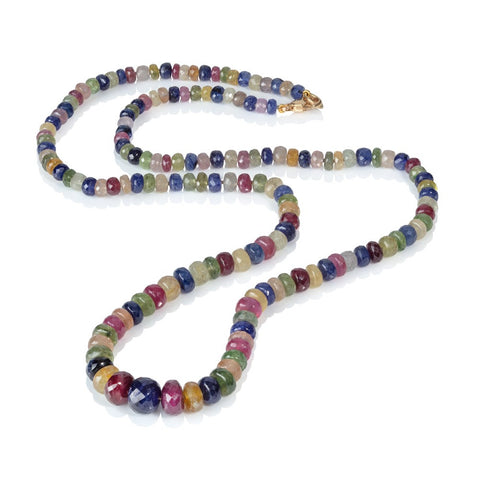 Multi-Coloured Sapphire Bead Necklace