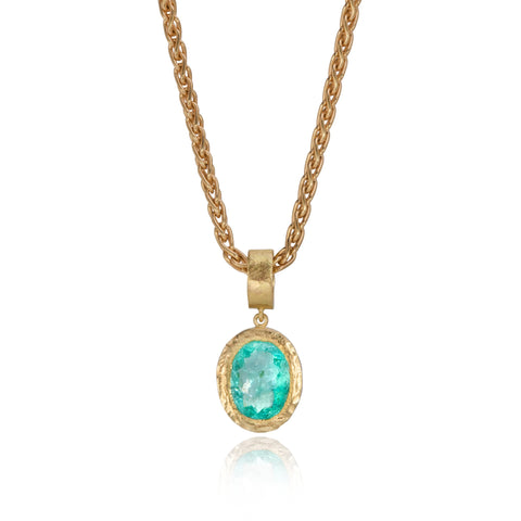 Turquoise Bead Necklace with Aquamarine Pendant