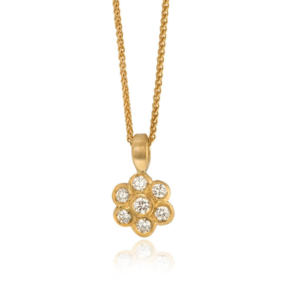 Grey Diamond 9ct Recycled Gold Flower Necklace – Goldsmiths' Shop Talent
