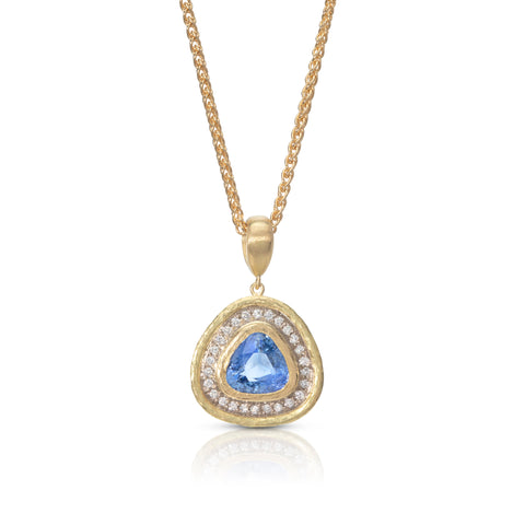 "Forget Me Not" Sapphire and Diamond Pendant