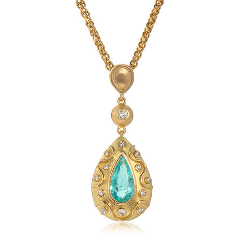 Diamond and Gold Pebble Necklace