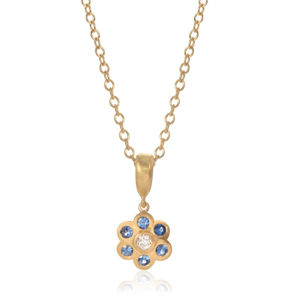 "Forget Me Not" Sapphire and Diamond Pendant