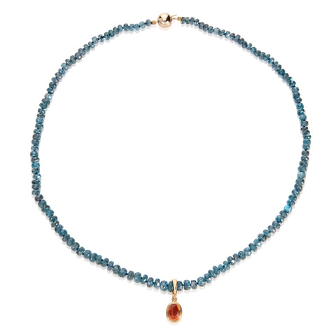 Tourmaline Bead Necklace with Detachable Hessonite Drop
