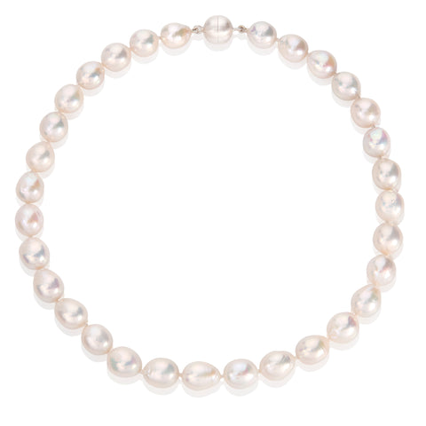 Pearl Necklace with Detachable Aquamarine Drop Pendant
