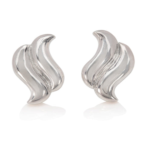 Silver wave earrings on a white background