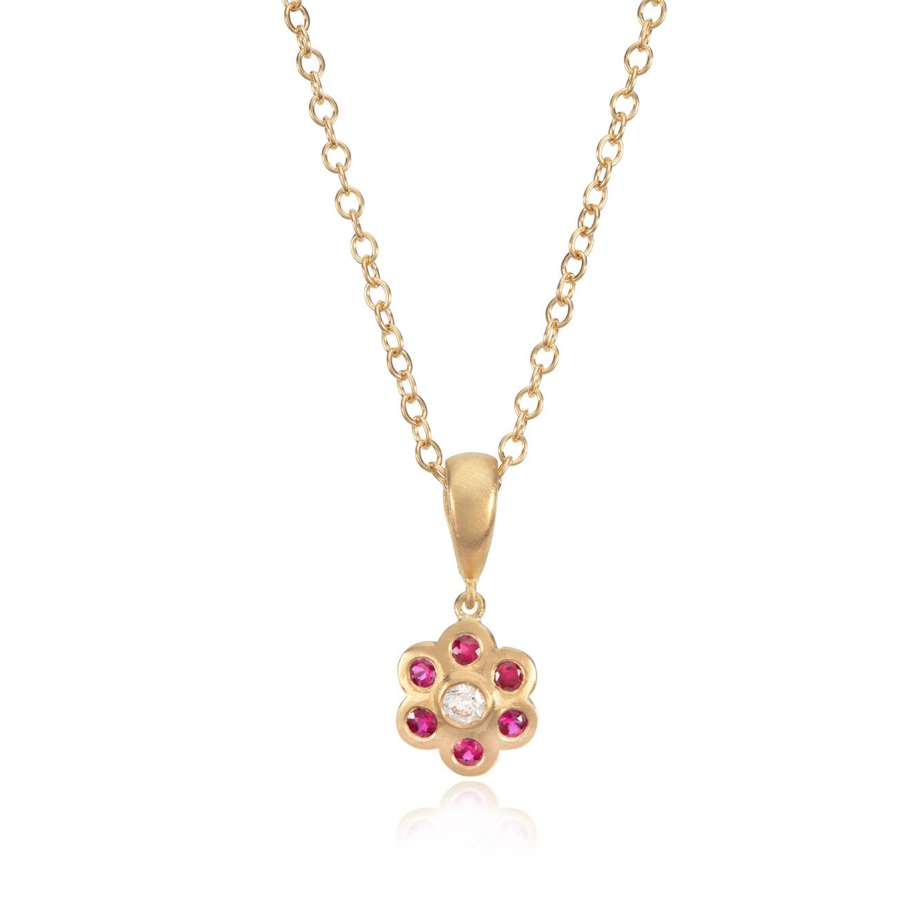 Ruby and Diamond Daisy Pendant