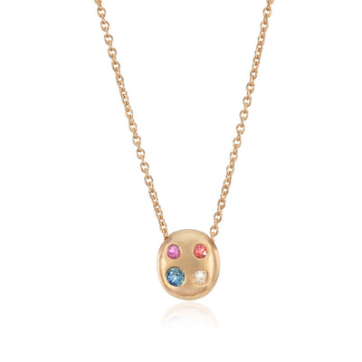 Mini Pebble Sapphire and Diamond Pendant