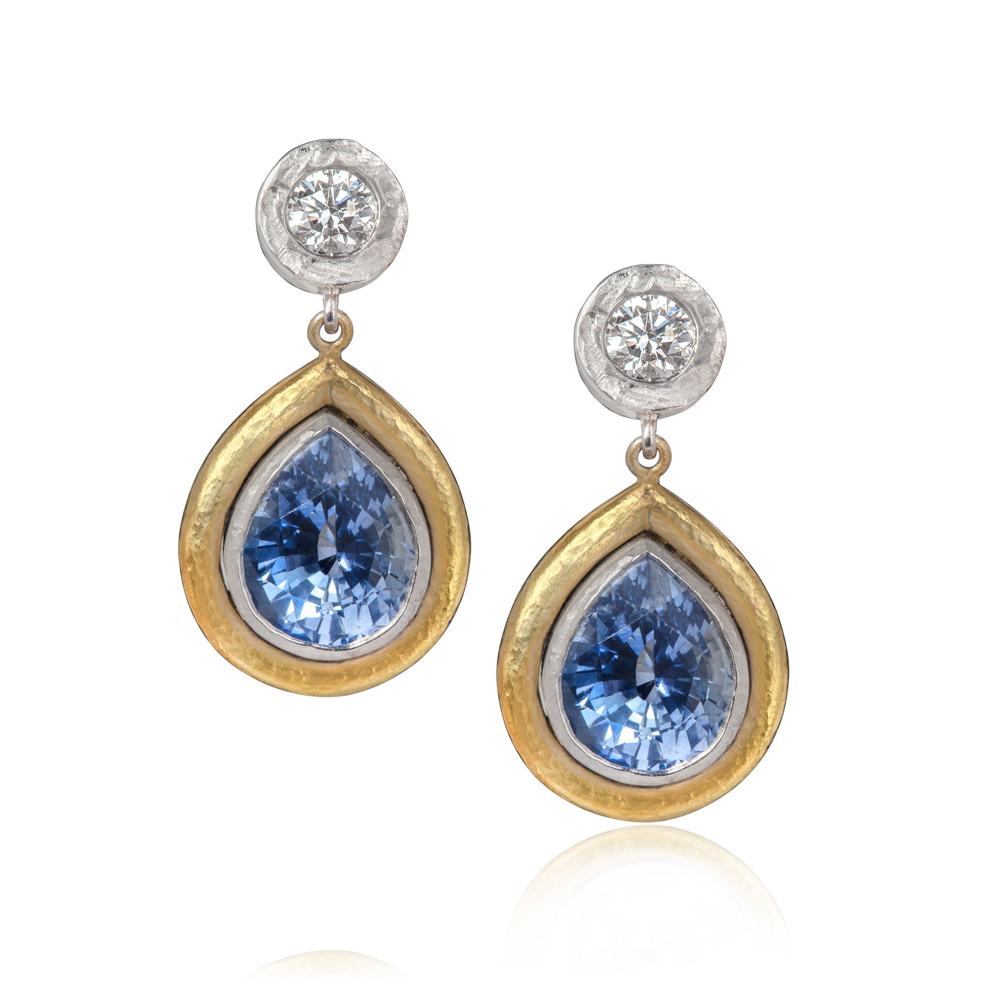 Diamond and Sapphire Drop Earrings