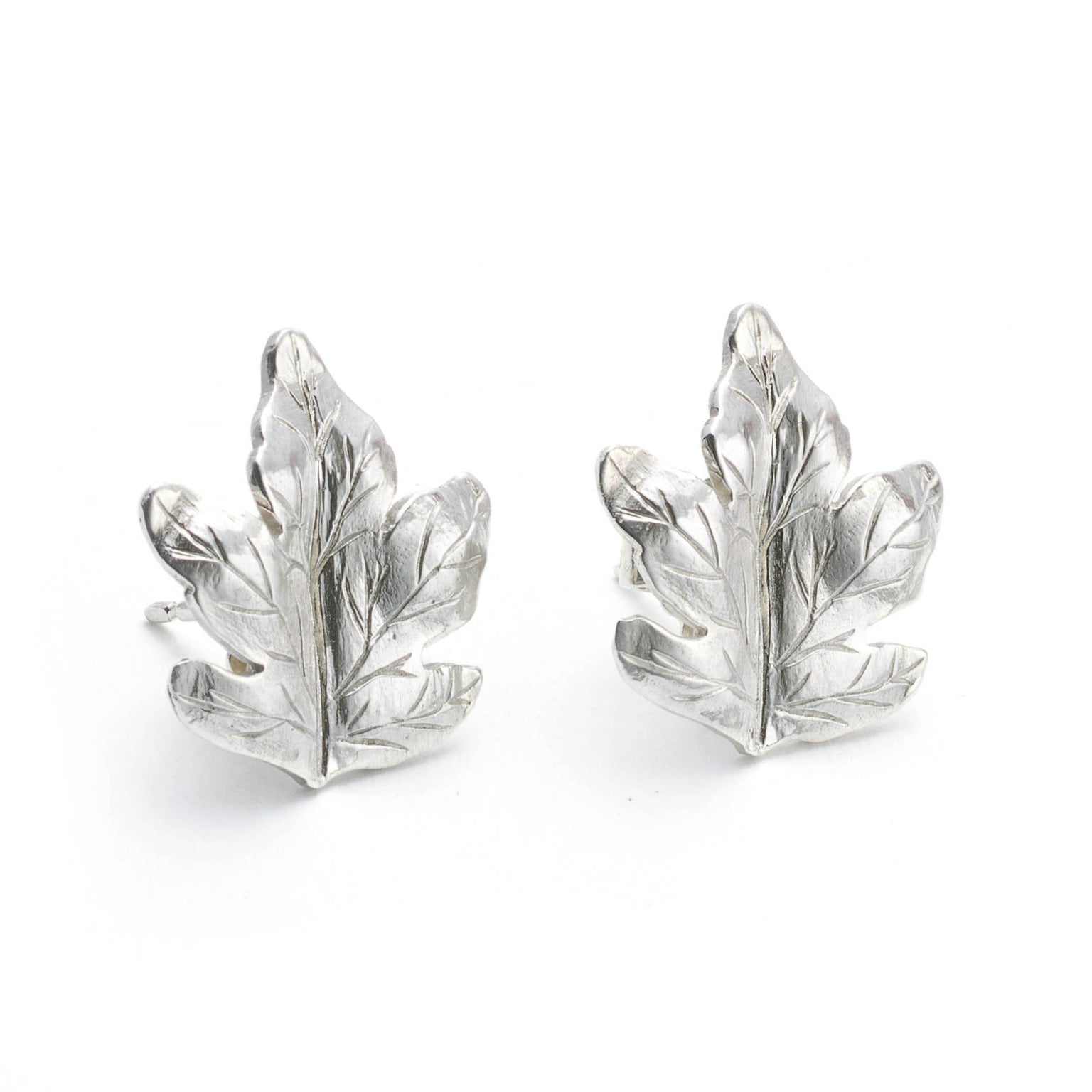 Silver Sycamore Leaf Earrings