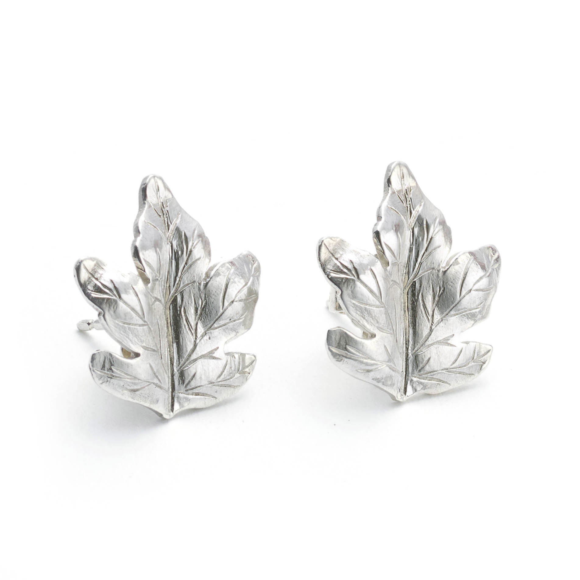 Silver Sycamore Leaf Earrings