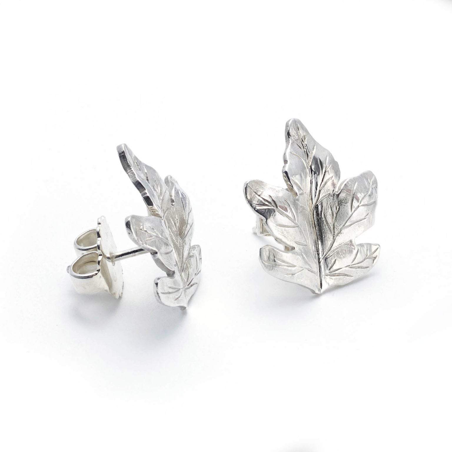 Silver Sycamore Leaf Earrings