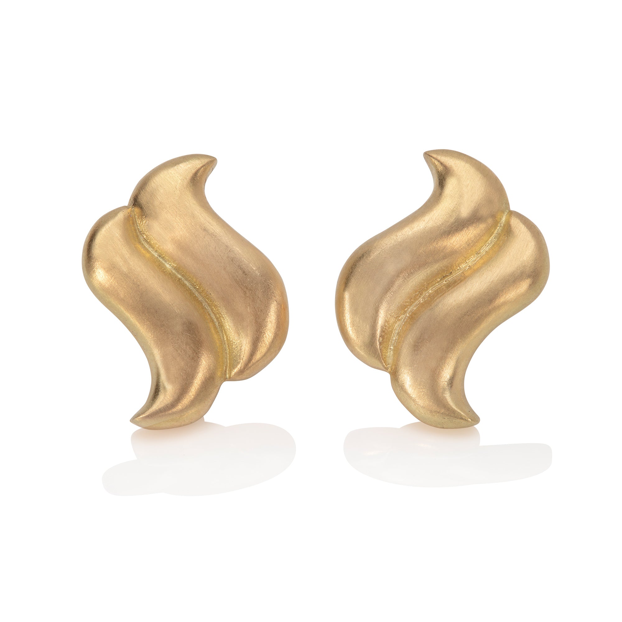 18ct Yellow Gold Double Wave Stud Earrings