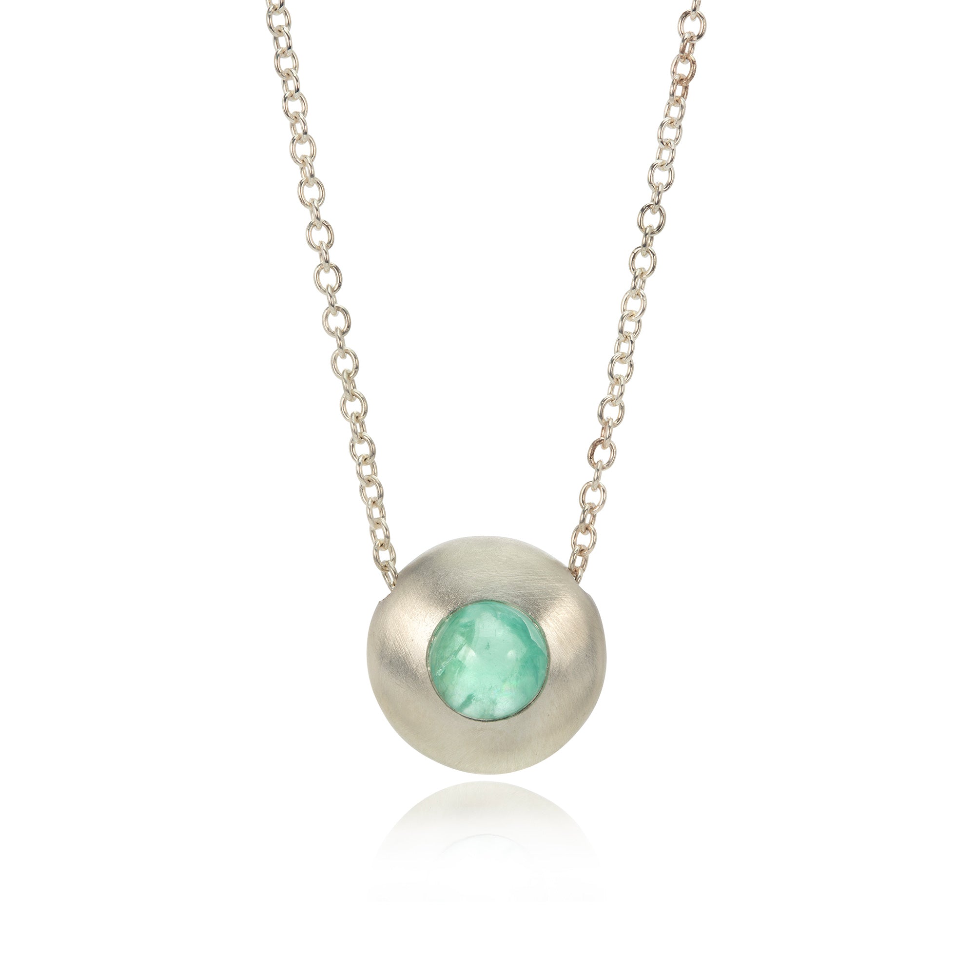 Emerald Bull Nose White Gold Pendant