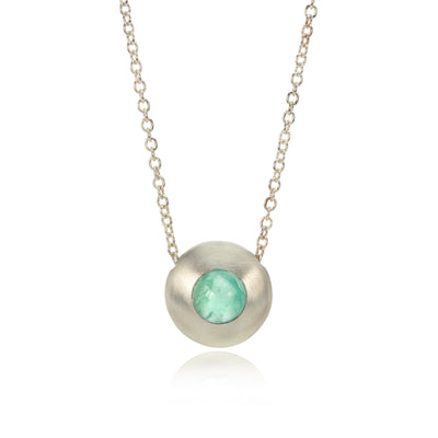 Emerald Bull Nose White Gold Pendant