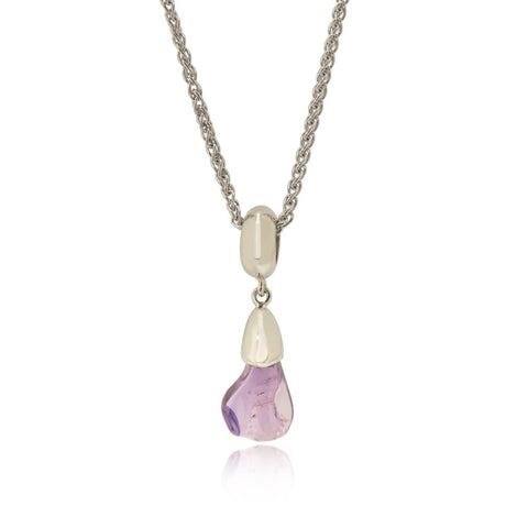 White gold and lilac irregularly shaped sapphire necklace